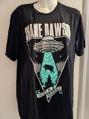 Shane Dawson Black Graphic Tee with Teal UFO Design. Xl